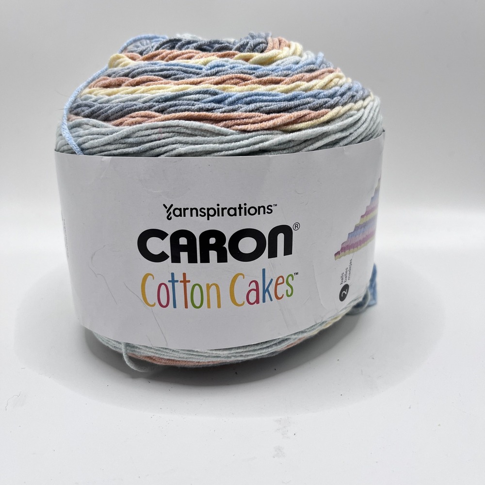 Caron Cotton Cakes Yarn Beach View Blue Cream Peach 8.8oz 530yds 57070